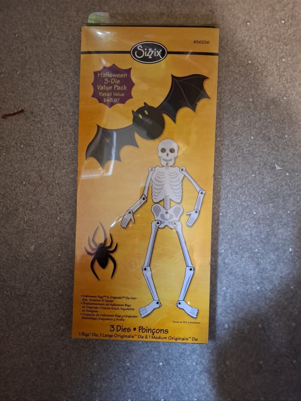 Sizzix Halloween Die Set Skeleton Bat Spider NEW
